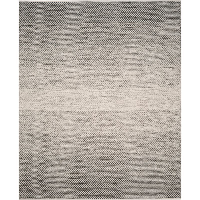 Ivory and Black Handwoven Cotton Area Rug 8' x 10'