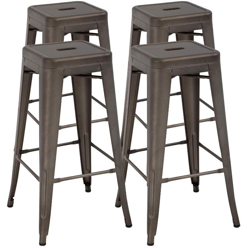 Bronze 30" Stackable Metal Bar Stools Set of 4