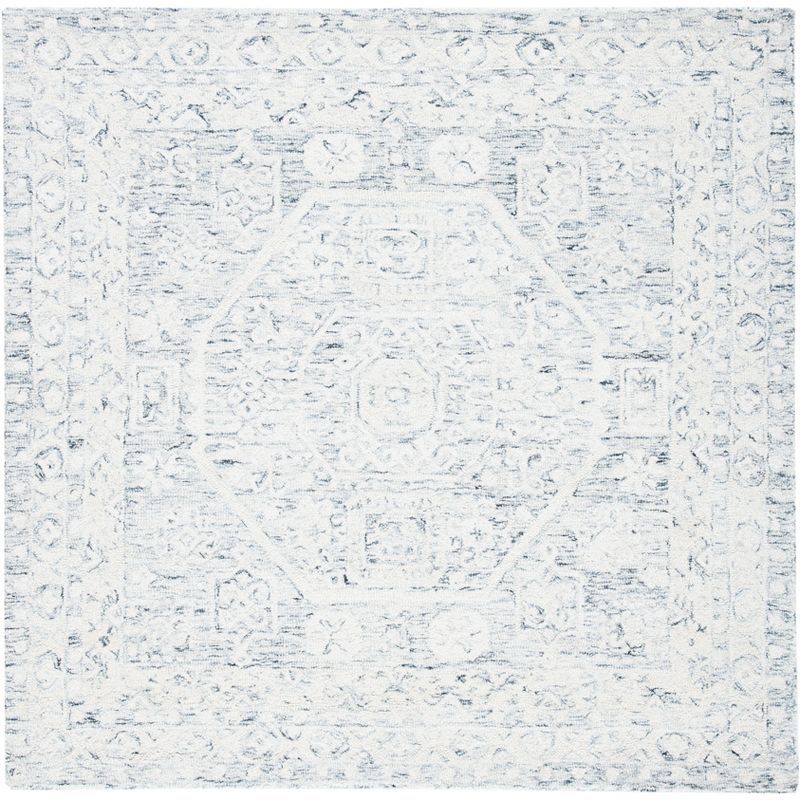 Ivory Elegance 5' Square Hand-Tufted Wool Rug