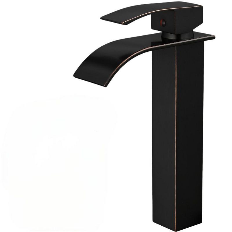 Oil Rubbed Bronze Modern Waterfall Bathroom Faucet with Pop-up Drain