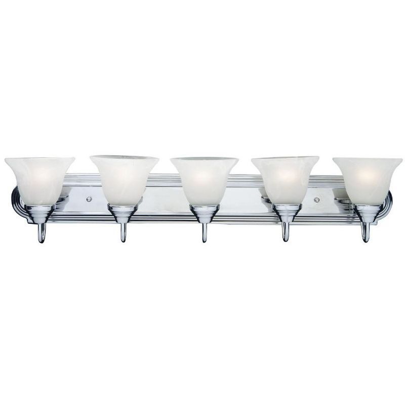 Polished Chrome 36" 5-Light Vanity with Marble Glass Shades
