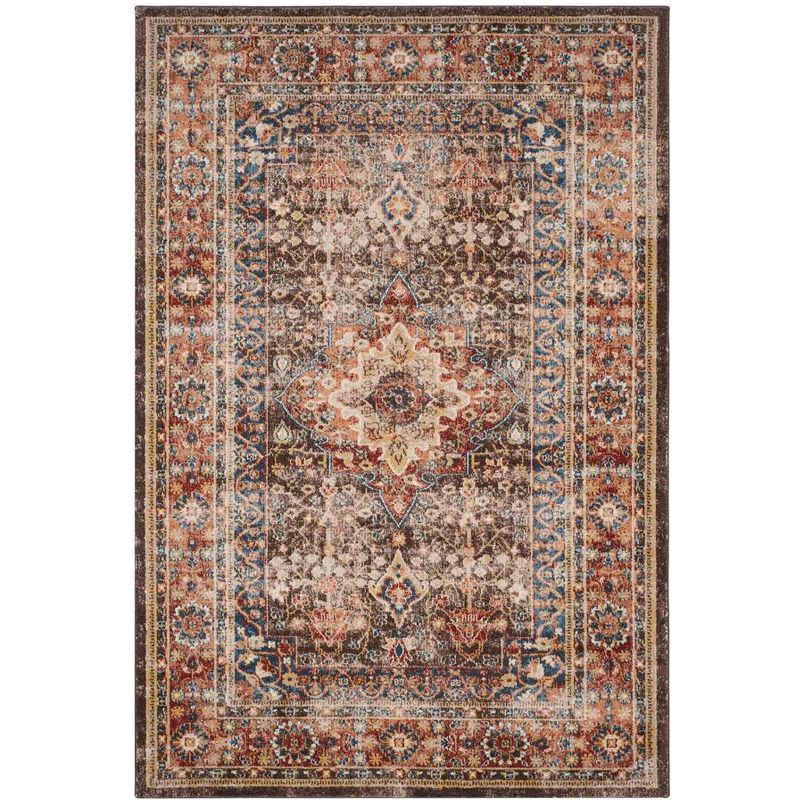 Bijar Brown and Rust Floral Motif Wool Area Rug