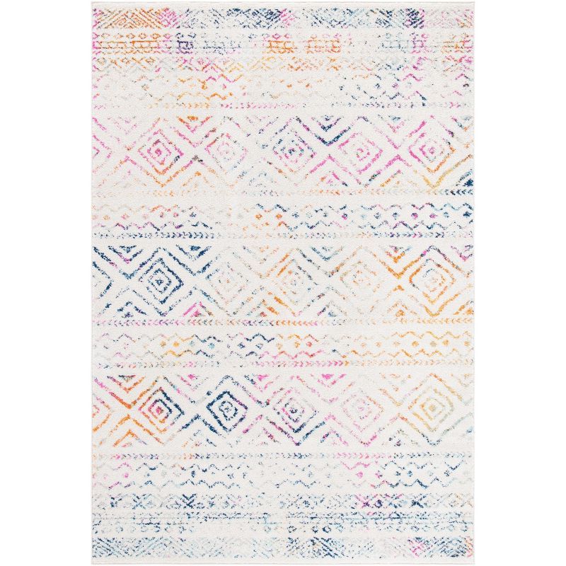 Ivory and Fuchsia Hand-Knotted Synthetic 4' x 6' Area Rug