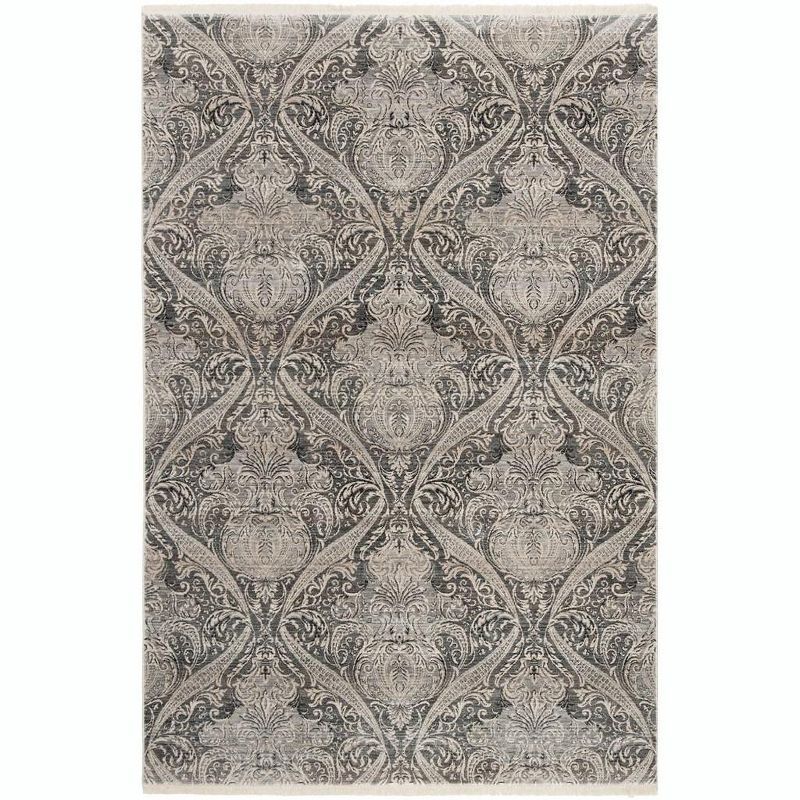 Reversible Gray Synthetic 4' x 6' Rectangular Area Rug