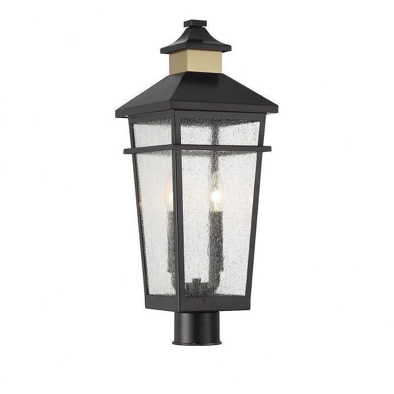 Kingsley Matte Black and Brass 2-Light Outdoor Post Lantern