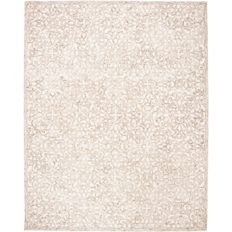 Brown and Ivory Hand-Tufted Wool Area Rug, 8' x 10'