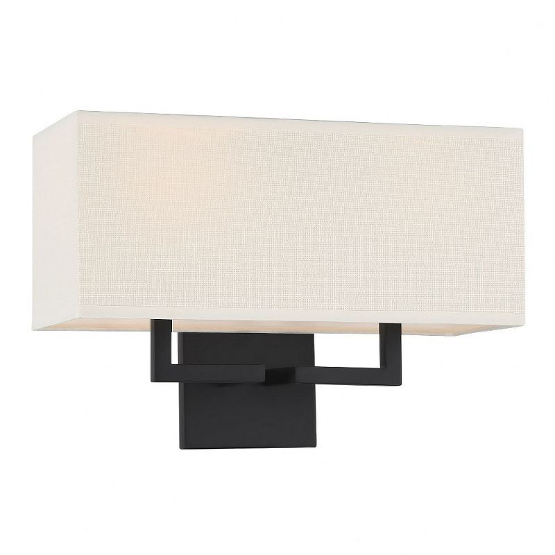 Coal and White Fabric 2-Light Dimmable Wall Sconce