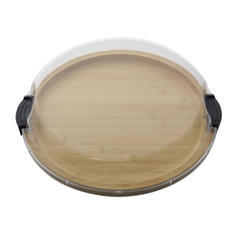 14" Round Bamboo Charcuterie Board with Clear Locking Lid