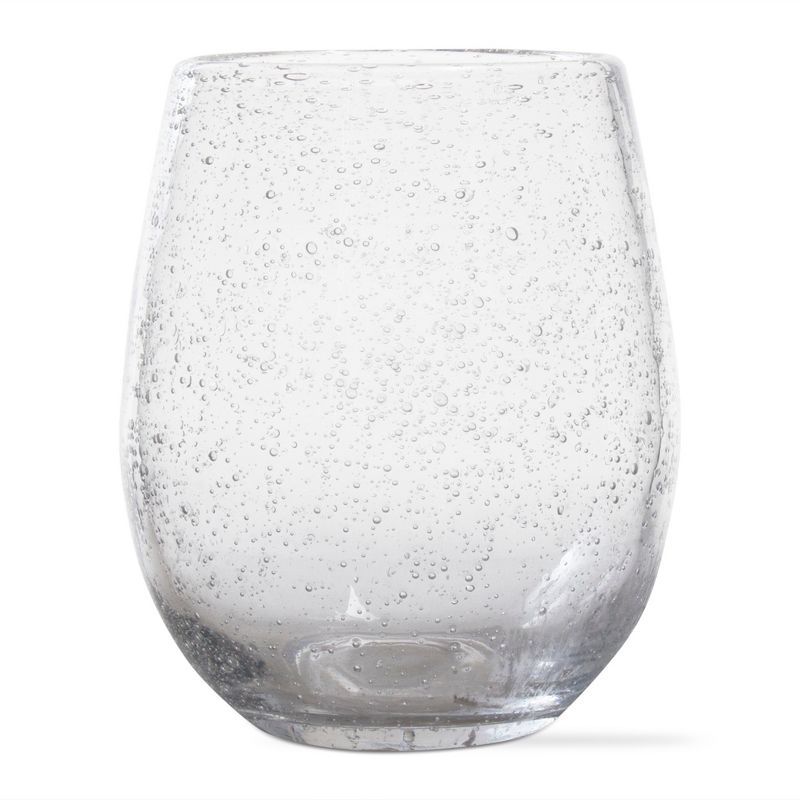 Clear Handcrafted Bubble Glass Stemless Wine Glass