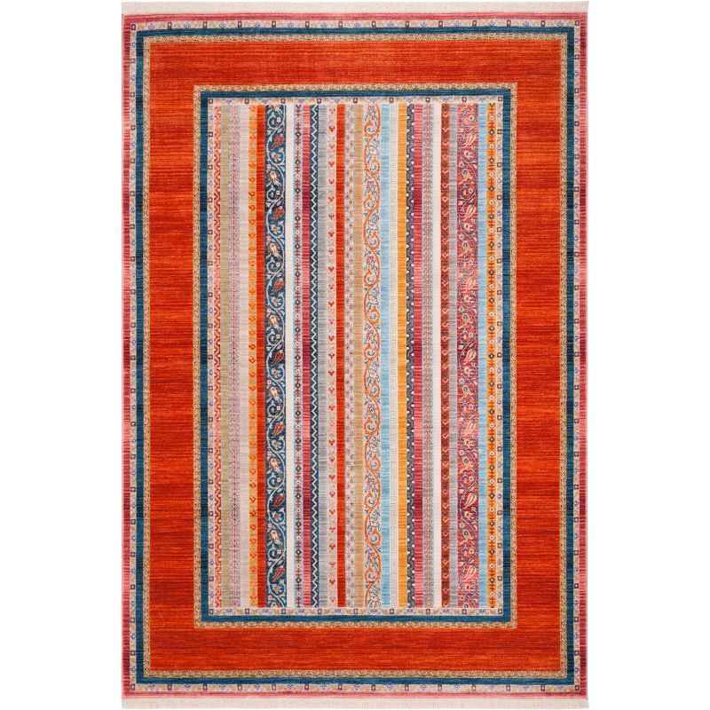 Colorful Striped Synthetic 5' x 7' Area Rug
