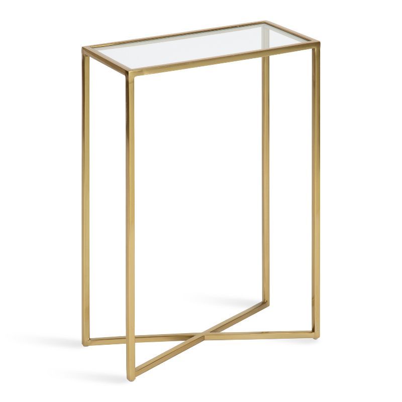 Elegant Gold and Glass 18.5" Slim Rectangular End Table