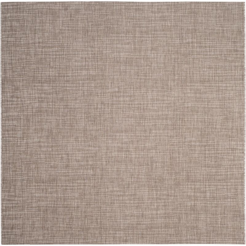 Taupe Gray Square Synthetic Outdoor Area Rug