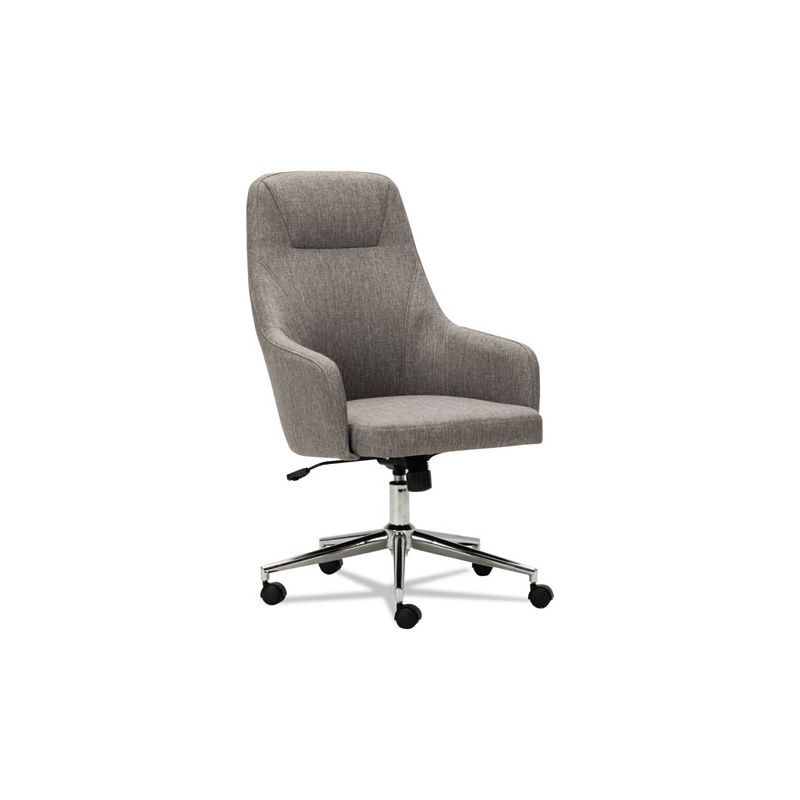 Modern High-Back Swivel Office Chair with Gray Tweed Fabric