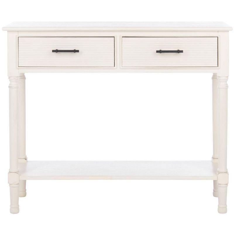 Ryder Distressed White 2-Drawer Console Table with Shelf