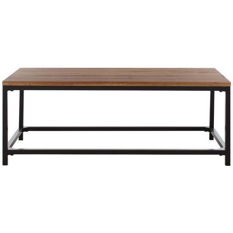 Transitional Alec 48" Rectangular Wood and Metal Coffee Table in Black/Brown