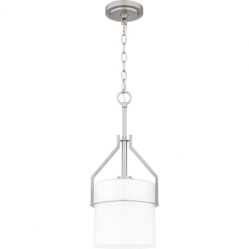 Seymour Brushed Nickel Mini Pendant with Ribbed Glass Shade