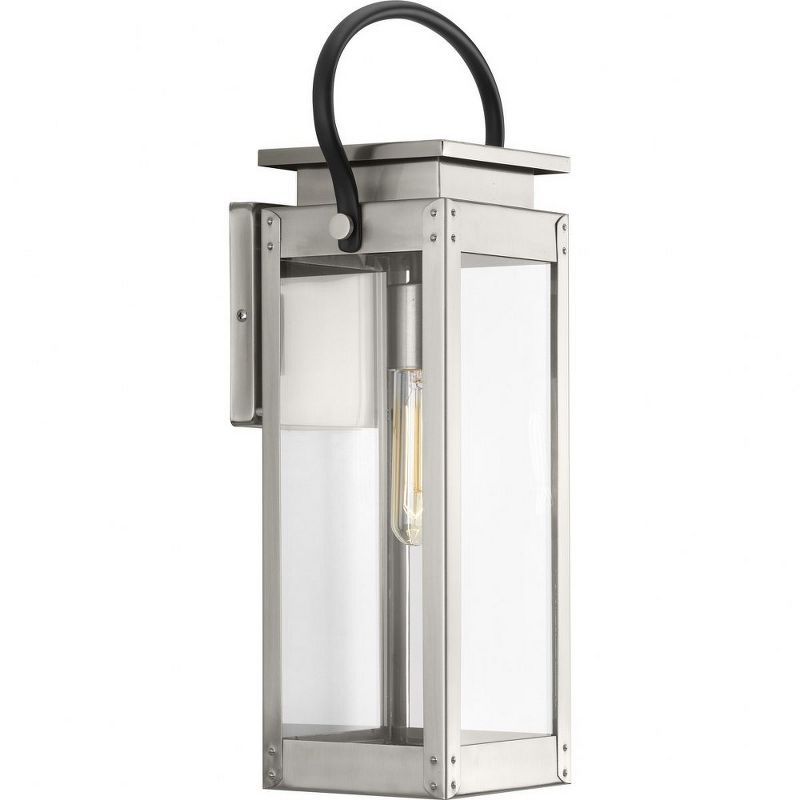 Union Square Stainless Steel Lantern Sconce with Clear Glass