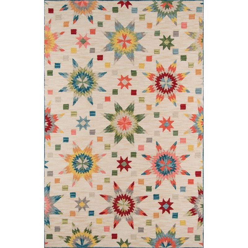 Handmade Geometric Blue Wool & Synthetic Blend Rug 8' x 10'