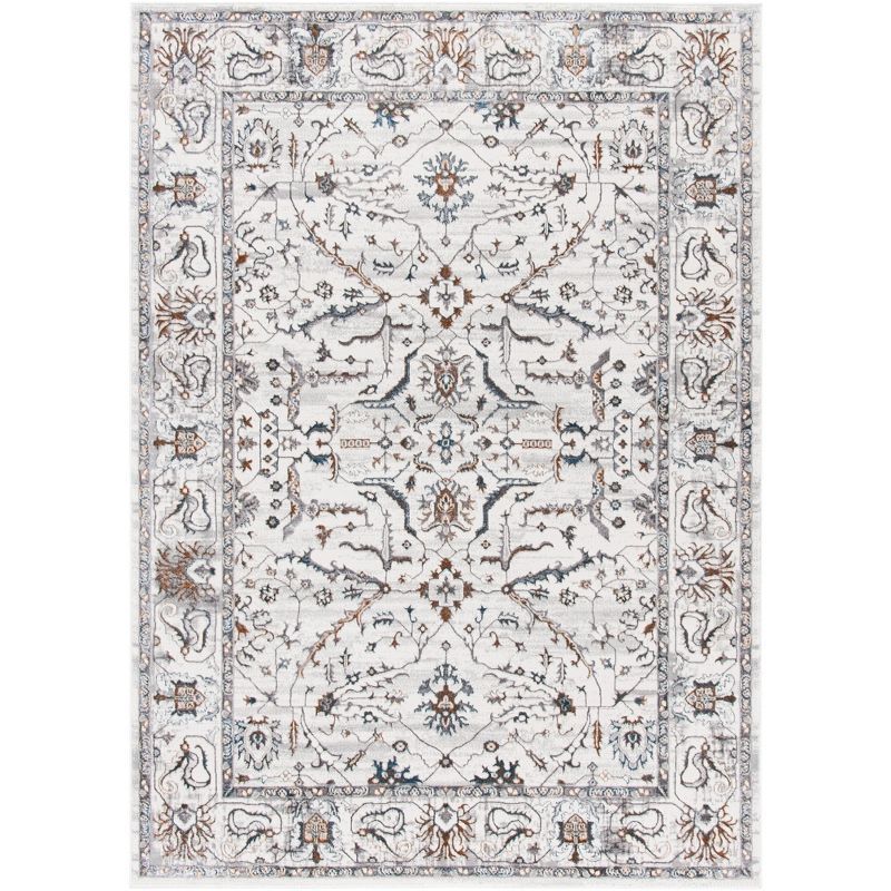 Ivory and Gray Abstract Synthetic Area Rug, 8' x 10'