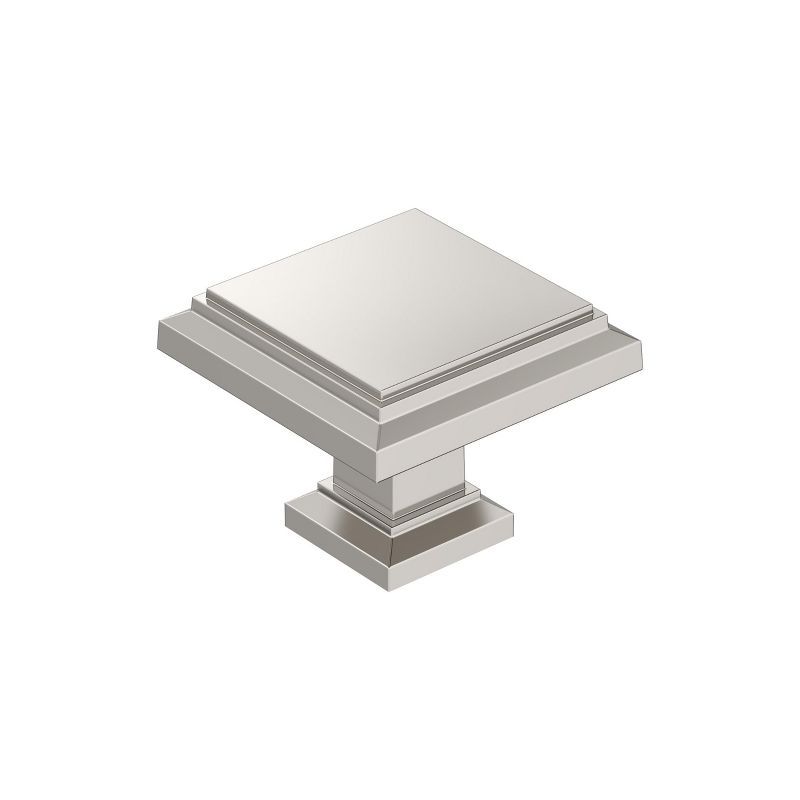 Polished Nickel Square Cabinet Knob with Mounting Hardware