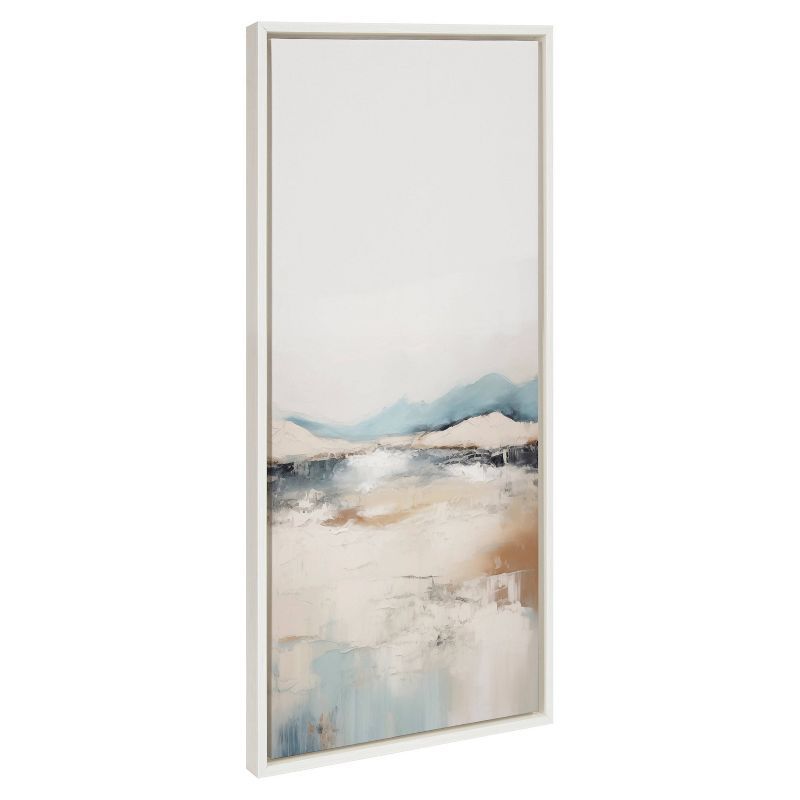 Tranquil Abstract Landscape Canvas Print in White Frame, 18x40