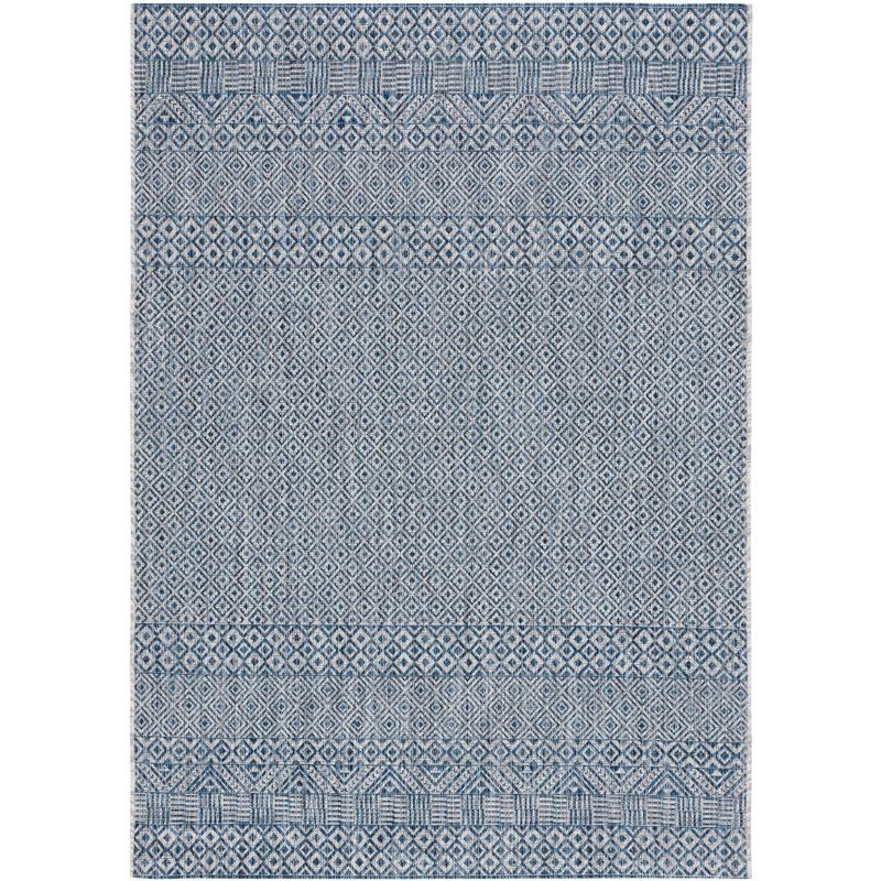 Blue Rectangular Non-slip Synthetic Indoor/Outdoor Rug