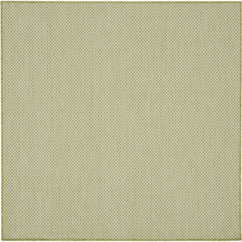 Courtyard Ivory Green 4' Square Geometric Outdoor Rug