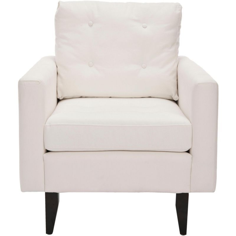 Contemporary White Birchwood Button-Tufted Arm Chair