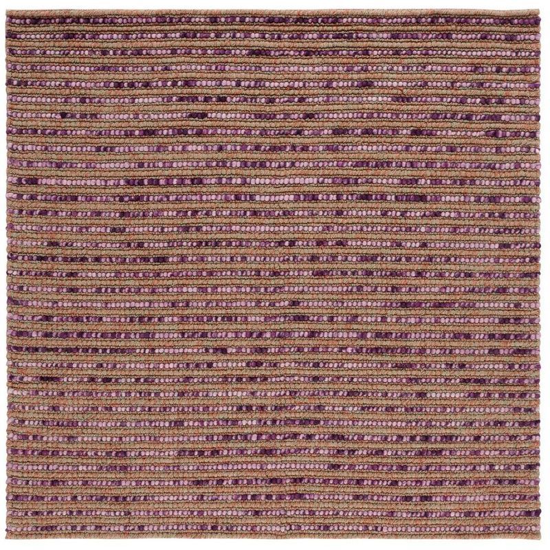 Handmade Purple and Multi Wool Square Area Rug