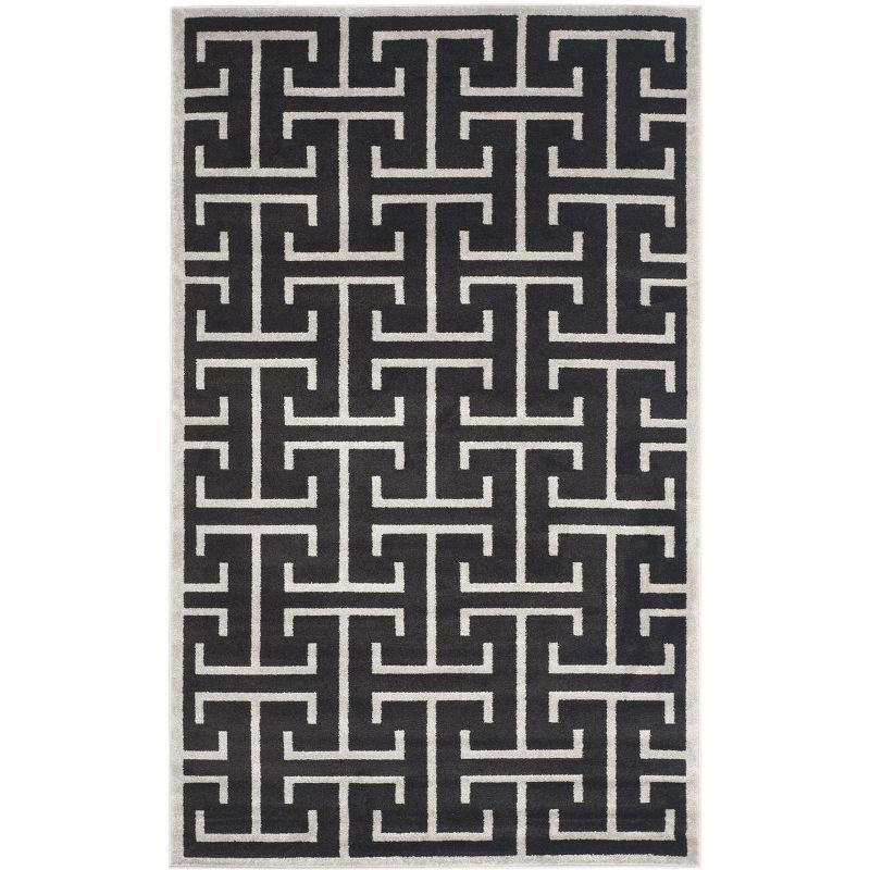 Hand-Knotted Reversible Black Cotton Blend 59" Area Rug