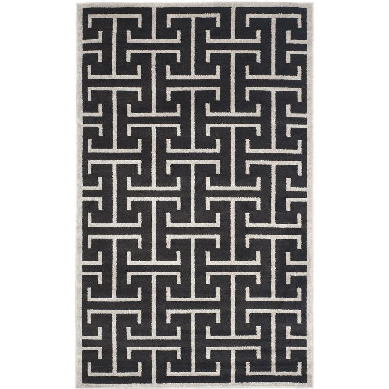 Hand-Knotted Reversible Black Cotton Blend 59" Area Rug