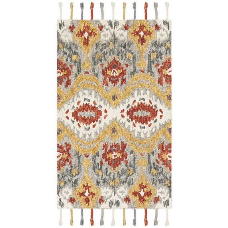 Hand-Knotted Bohemian Gray and Gold Wool Area Rug - 3' x 5'