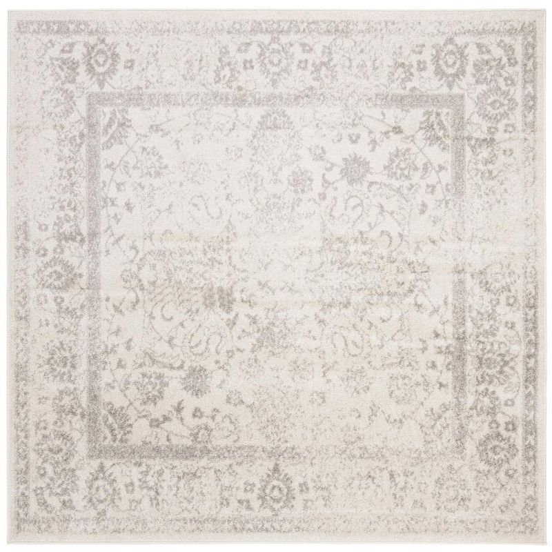 Chic Ivory/Silver Synthetic 4' x 4' Square Easy-Care Rug