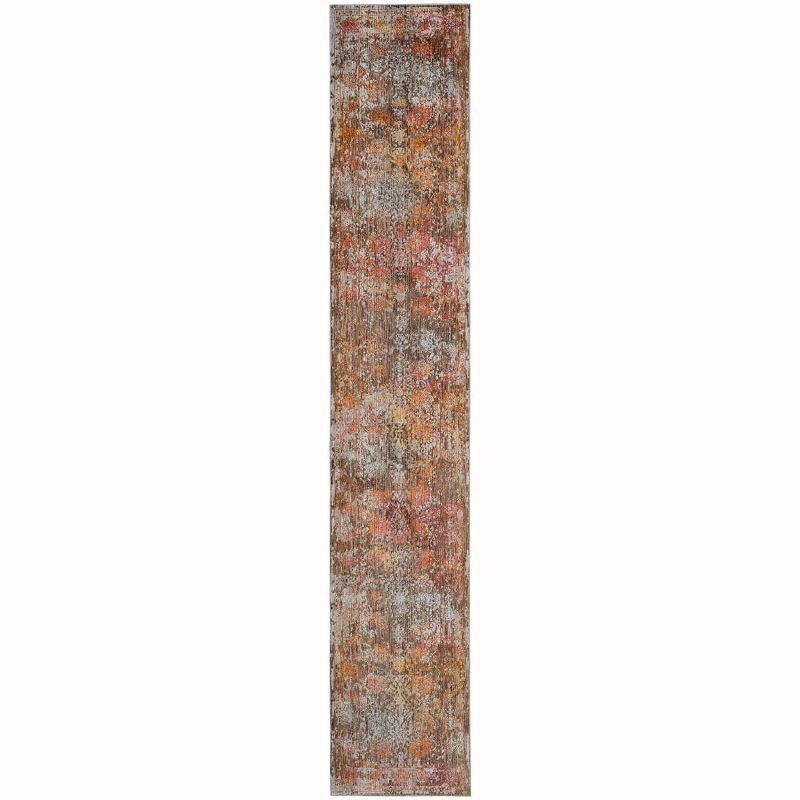 Vintage Persian Brown and Multicolor Synthetic Runner Rug