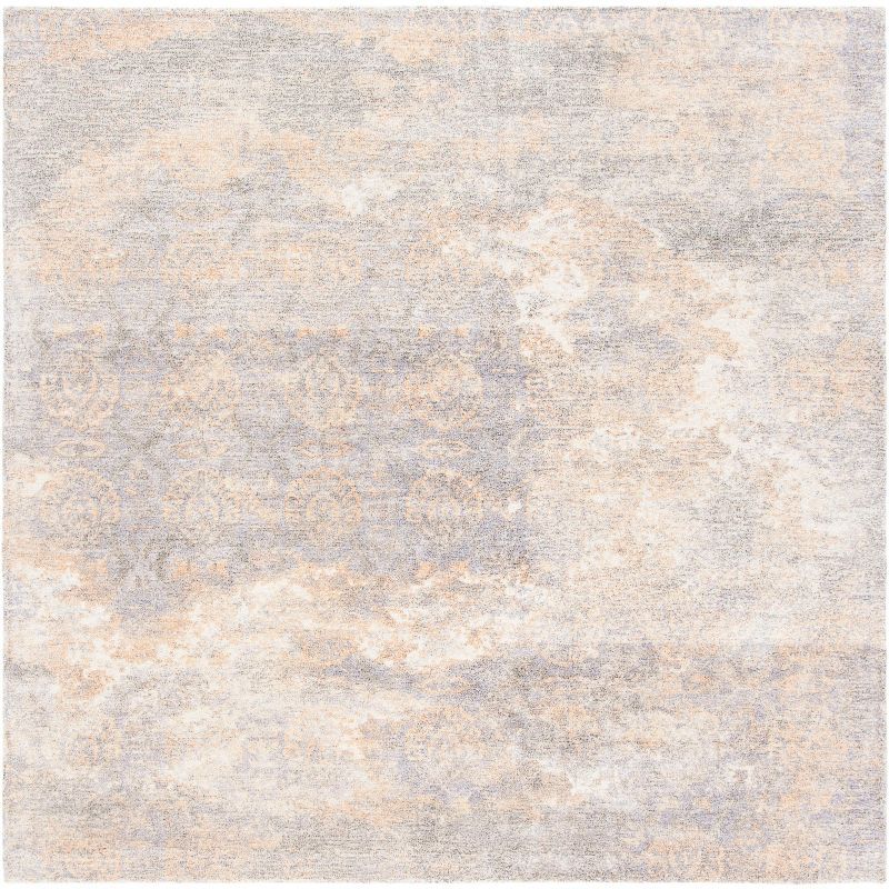 Ivory and Gold 6' x 6' Square Hand-Tufted Wool Rug