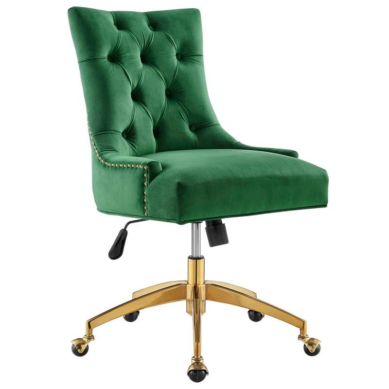 Ergonomic Executive Swivel Office Chair in Gold Emerald with Metal Base