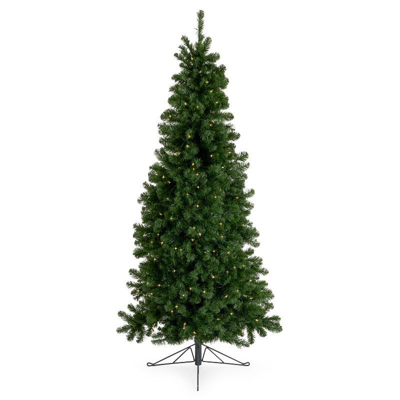 7-Foot Green Pine Half Christmas Tree with LED Lights