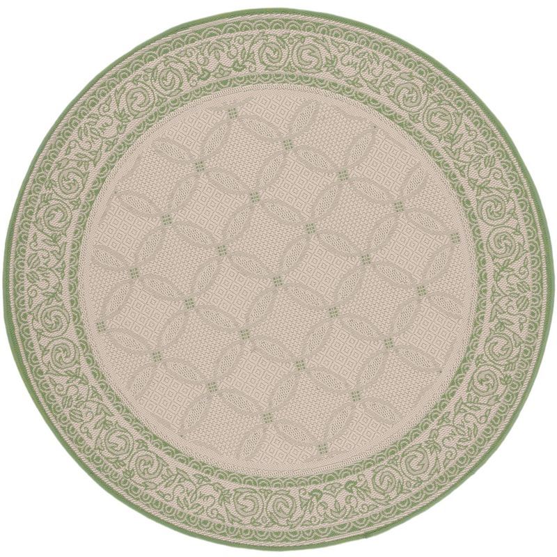 Natural Olive Round Synthetic Indoor/Outdoor Area Rug