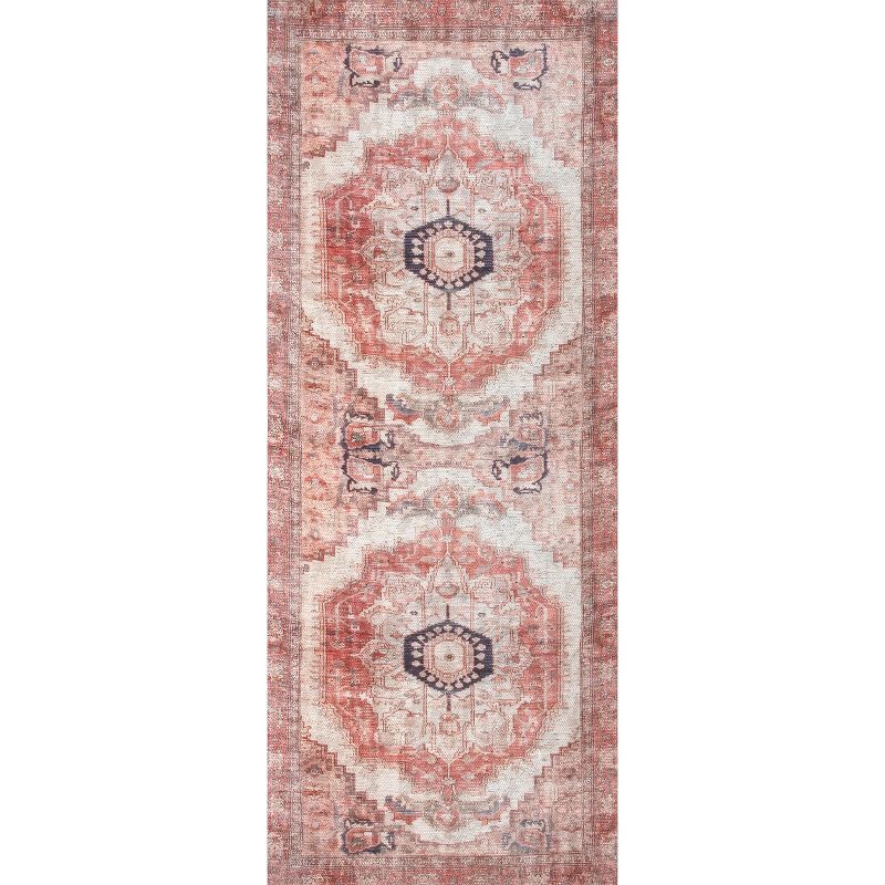 Vintage Minna Multicolor Medallion Flat Woven Area Rug, 2' 6" x 12'