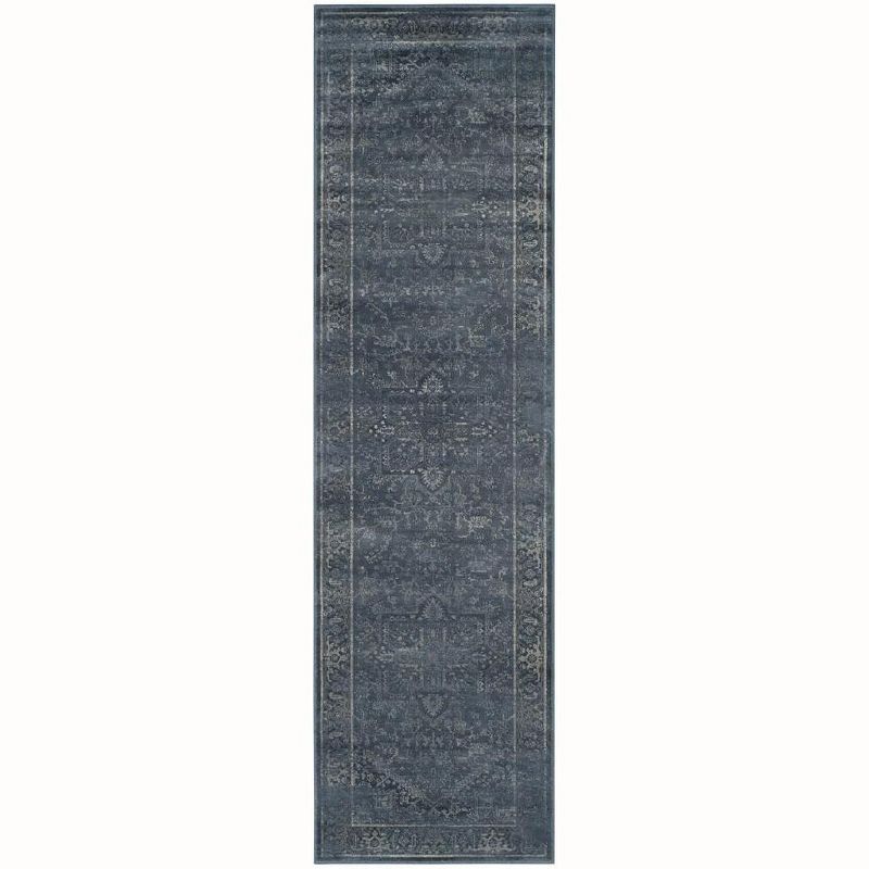 Vintage Blue Viscose Runner Rug 2'2" x 8'