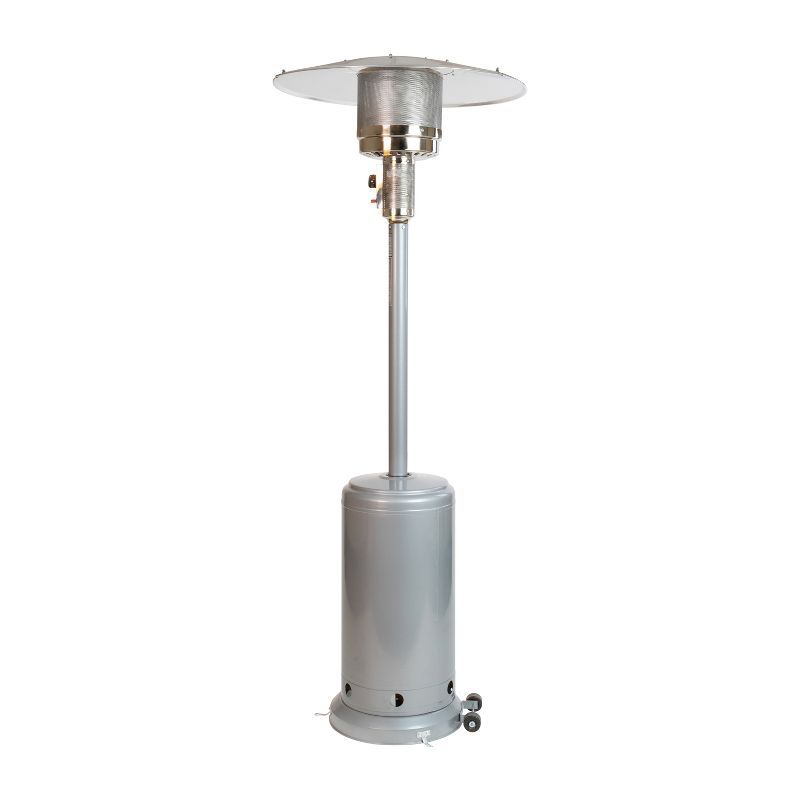 Silver Stainless Steel 40,000 BTU Propane Patio Heater with Wheels