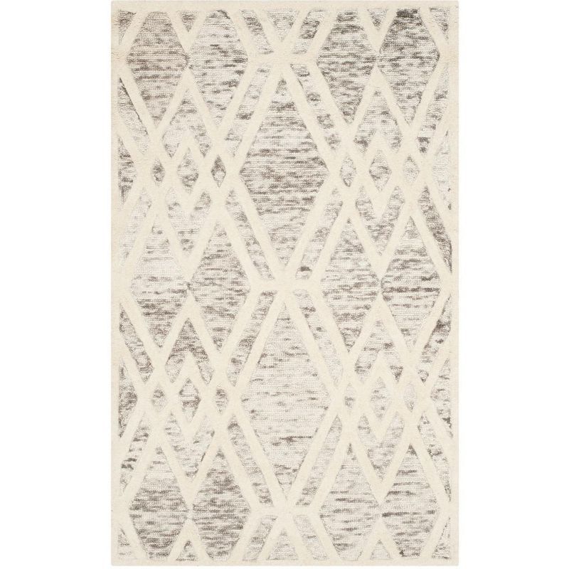 Hand-Tufted Elegance Wool Area Rug in Light Brown & Ivory, 4' x 6'