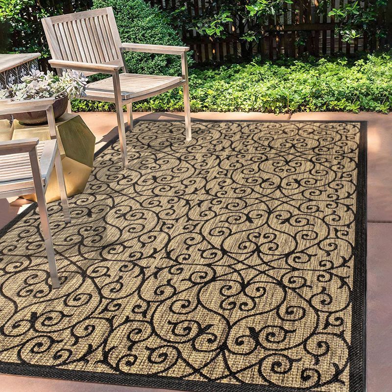 Madrid Vintage Boho-Chic Black/Khaki Flatweave 4x6 Area Rug