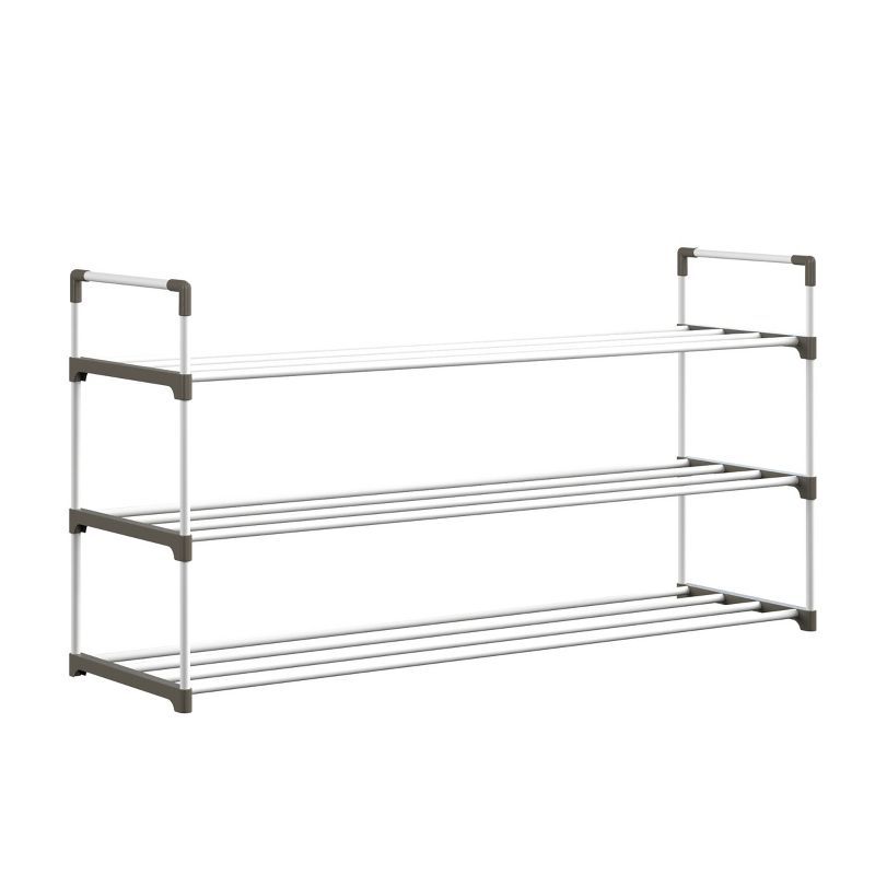 White and Gray 3-Tier Plastic Shoe Rack Organizer