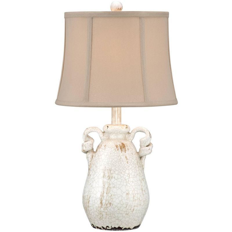 Sofia Rustic Farmhouse 22" Ivory Ceramic Table Lamp with Beige Shade