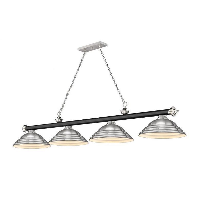 Matte Black and Brushed Nickel 4-Light Billiard Chandelier