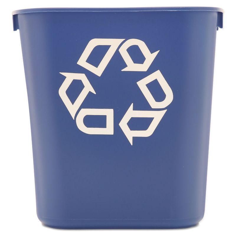 Blue Rectangular Plastic Deskside Recycling Container 13.625qt