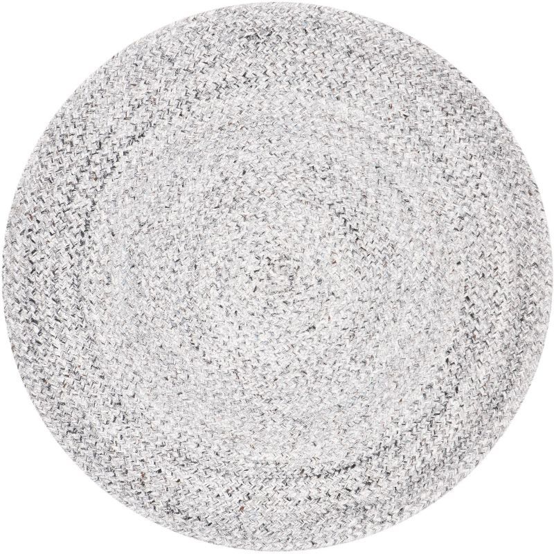 Gray Round Handmade Braided Reversible Area Rug