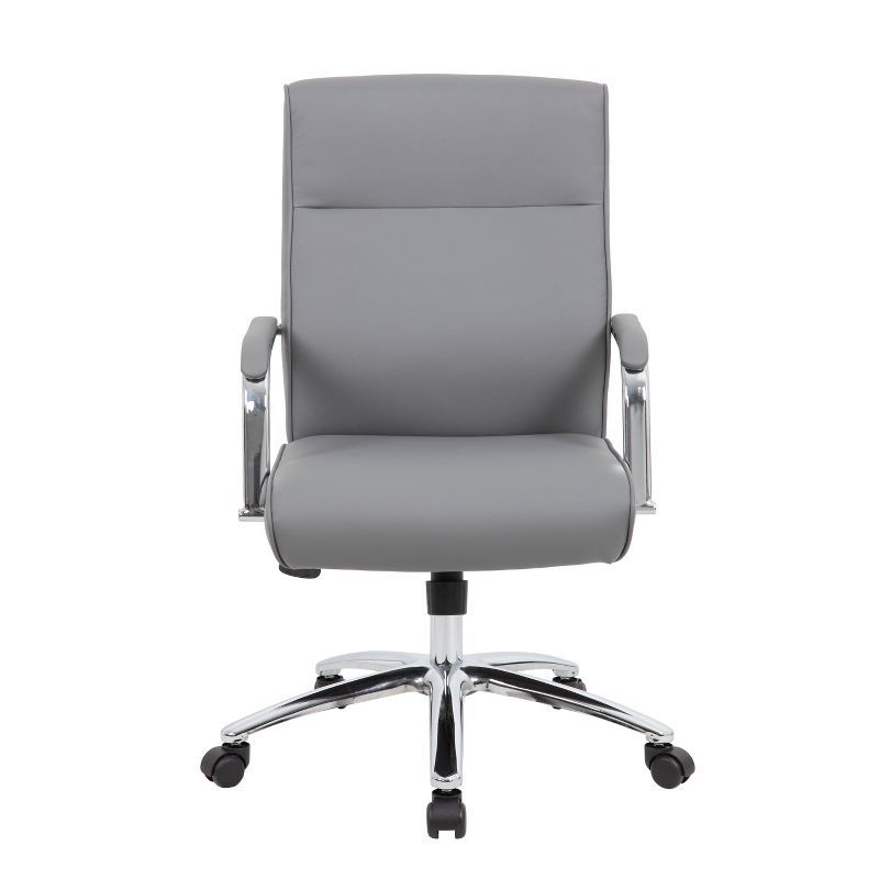 Ergonomic Executive Swivel Chair in Breathable Gray Vinyl