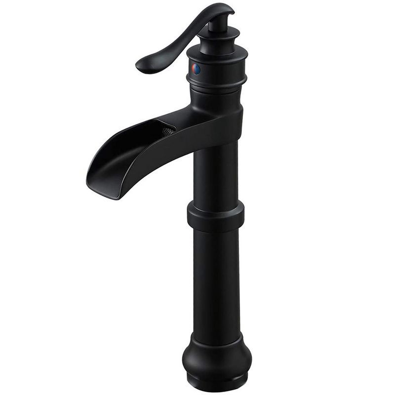 Matte Black Single-Handle Waterfall Vessel Bathroom Faucet